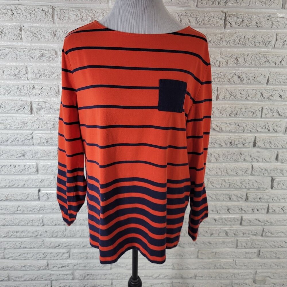Coral Bay Womens Top 1X Plus Tee Long Roll Tab Sleeve Cotton Orange STR132E
